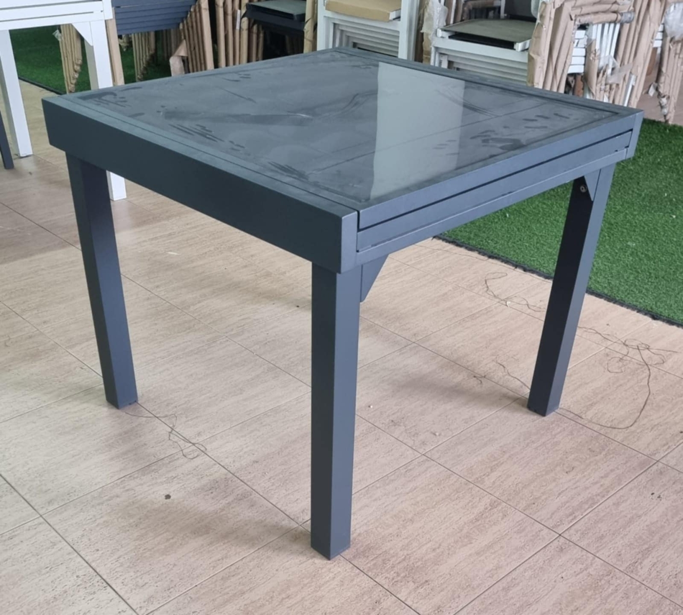 שולחן אלומיניום נפתח 180*90*90 אפור עכבר ויולטה VIOLETTA AT2214