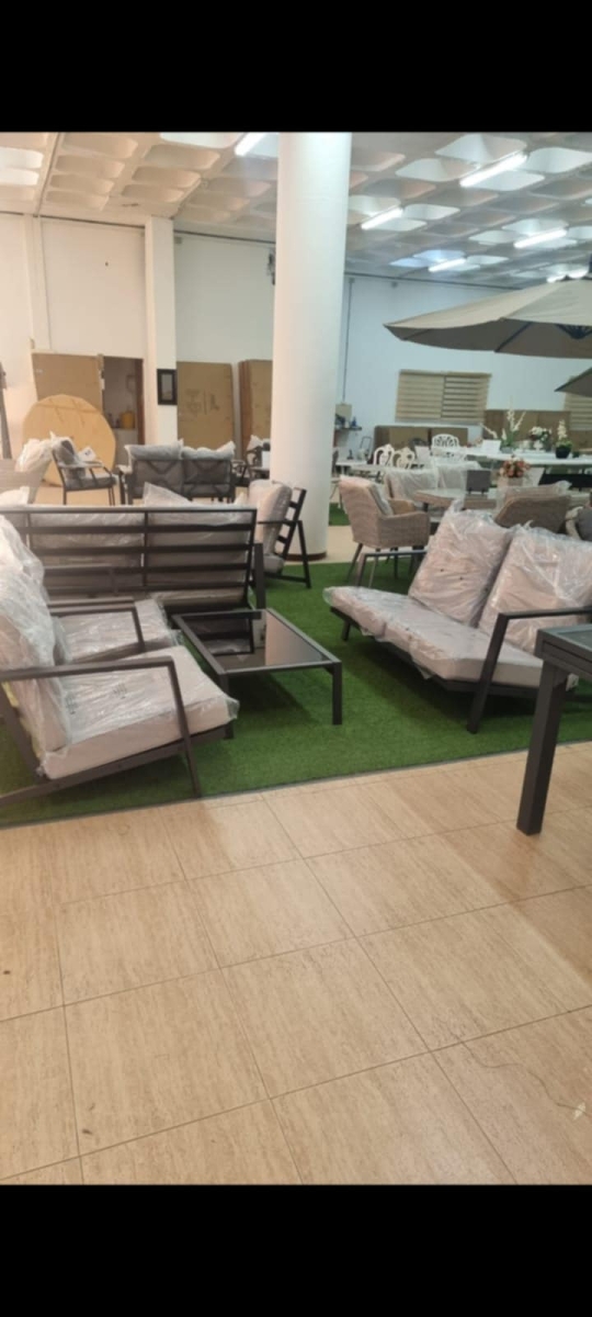 פינת ישיבה מתכת 1+1+2+שולחן אפור עכבר אטינה ATINA SS3611